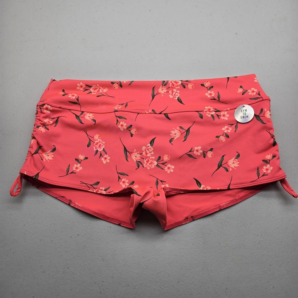 PINK Women Swimwear L Red Floral Bottom‎ SPORT Wireless NWT
